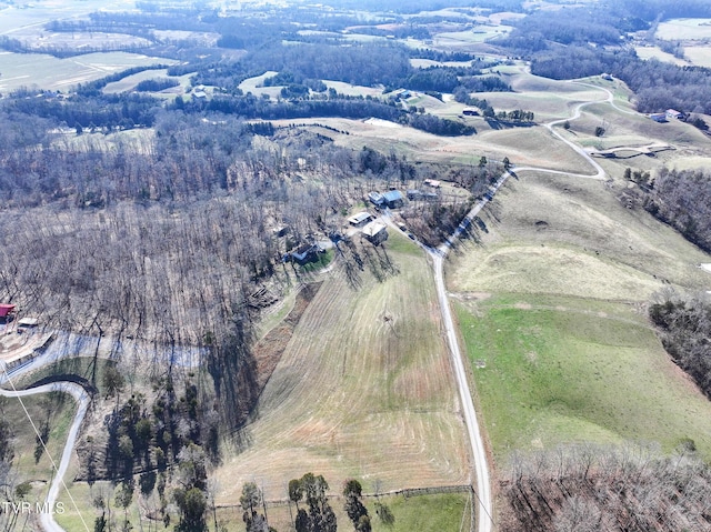 bird's eye view with a rural view