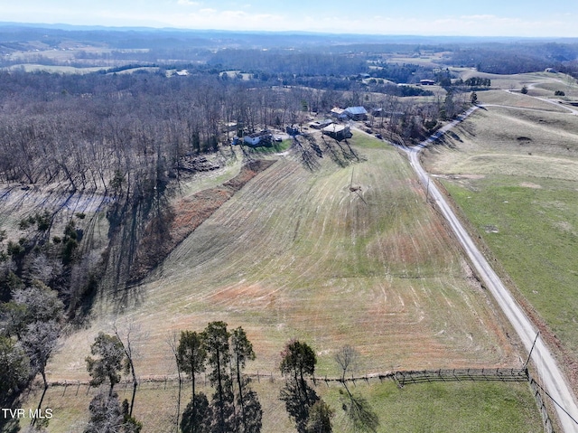 aerial view featuring a rural view