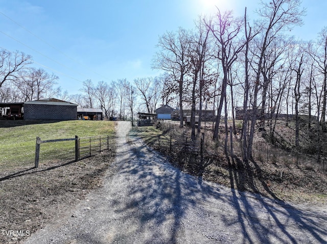 view of street with a rural view