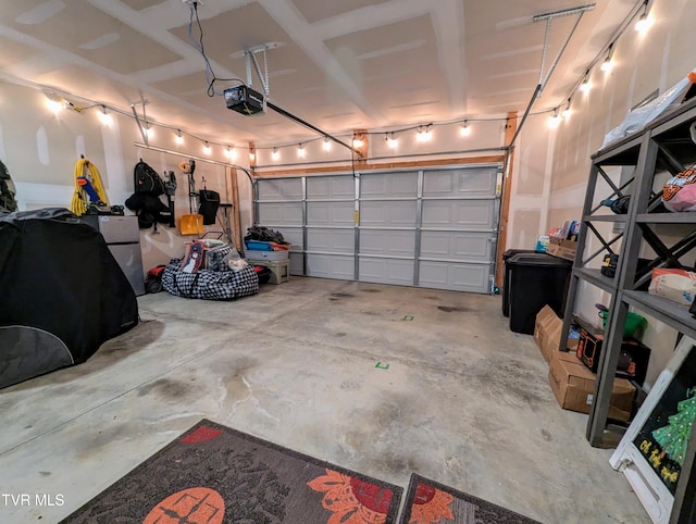 garage with a garage door opener