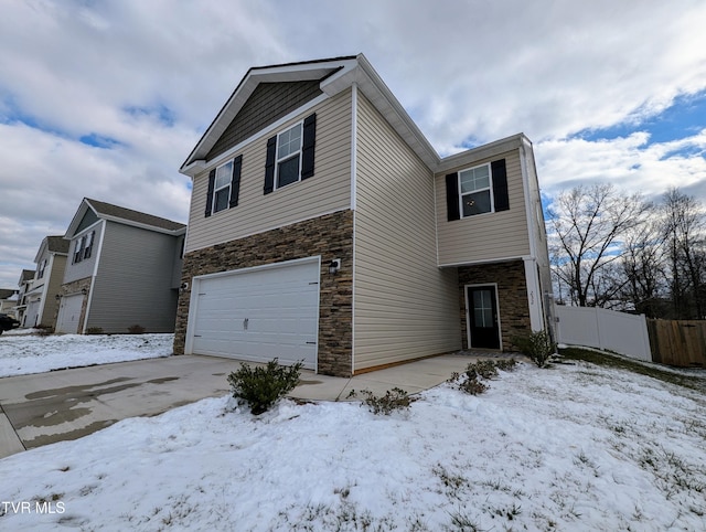 view of front of home with a garage