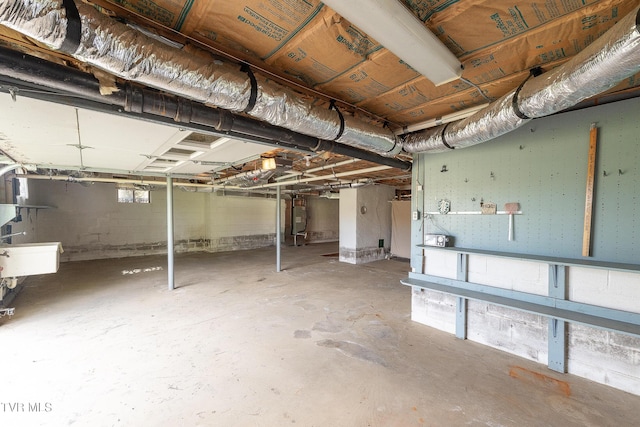 unfinished below grade area with water heater