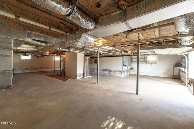 below grade area featuring stairs