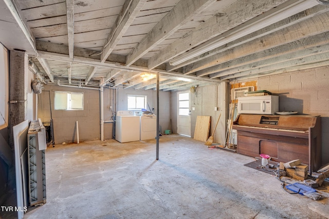 basement with washer and dryer