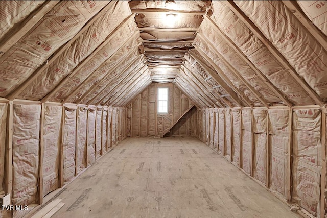 view of unfinished attic