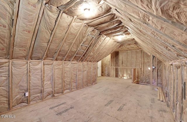 view of unfinished attic