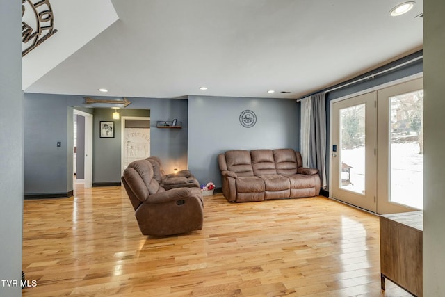 living room with light wood-type flooring