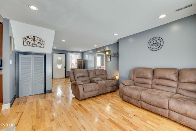 living room featuring light hardwood / wood-style flooring