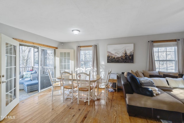 dining space featuring a healthy amount of sunlight and wood-type flooring