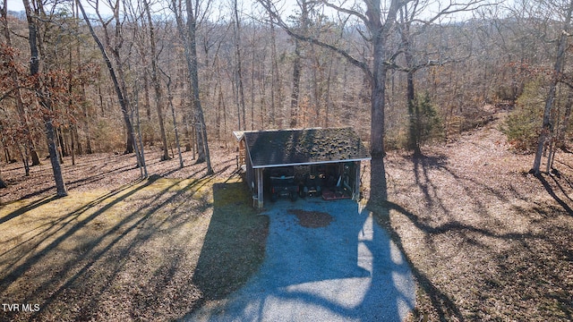 aerial view with a forest view