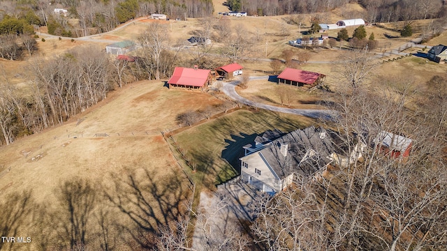 drone / aerial view featuring a rural view