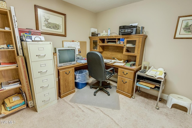 view of carpeted office space