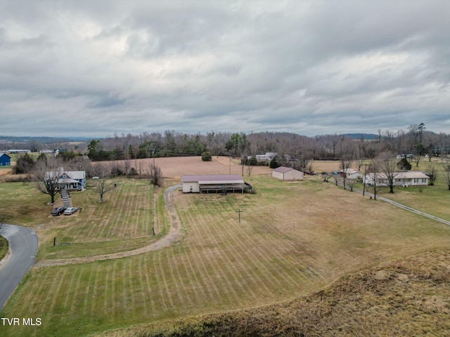 aerial view with a rural view