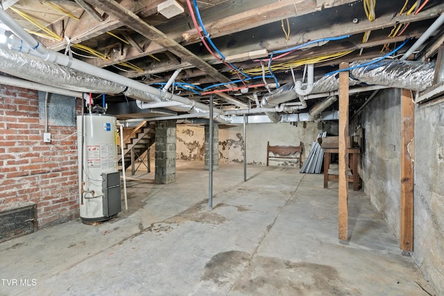 basement with water heater