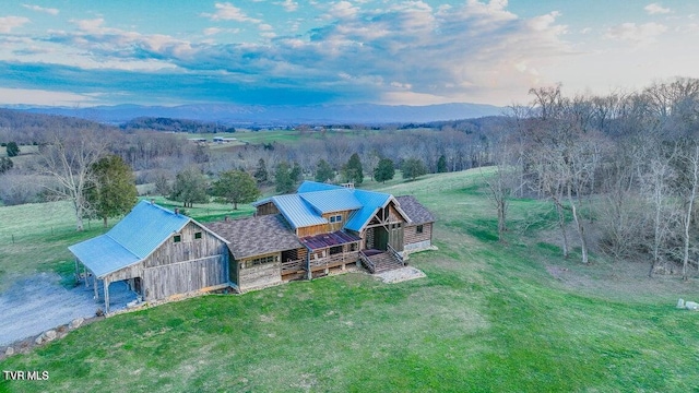 aerial view with a mountain view