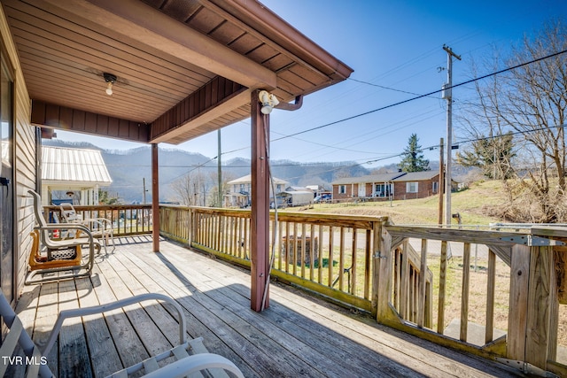 deck featuring a mountain view