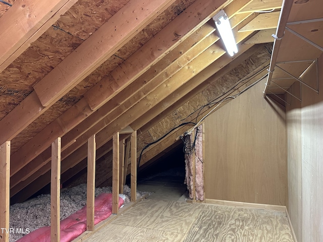 view of unfinished attic