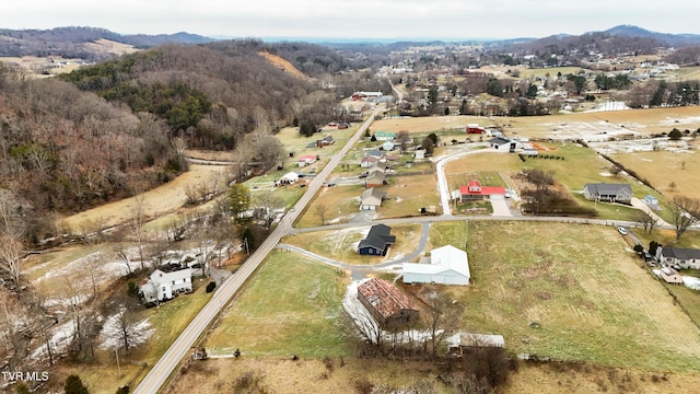 drone / aerial view with a mountain view