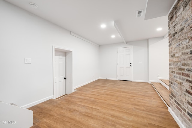 interior space with light hardwood / wood-style floors