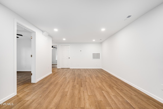 interior space featuring ceiling fan and light hardwood / wood-style floors