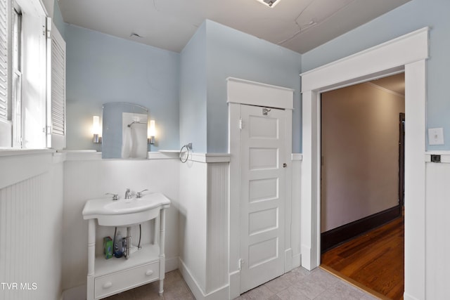 bathroom with tile patterned flooring