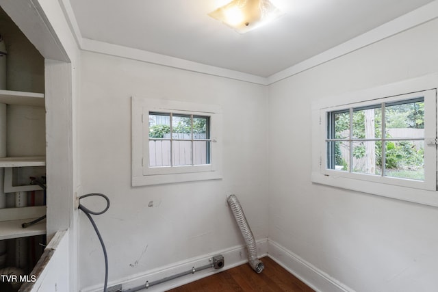 washroom with wood-type flooring and washer hookup