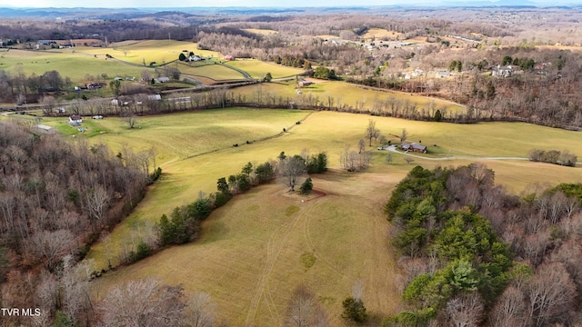 bird's eye view with a rural view