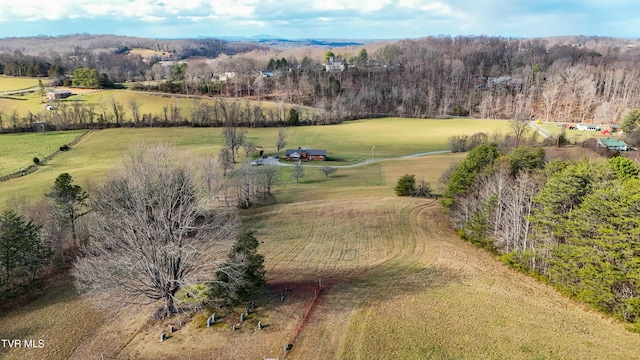 aerial view featuring a rural view