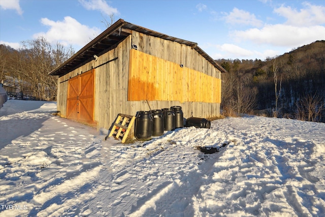 view of snow covered structure