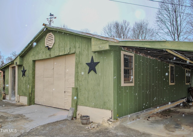 view of garage