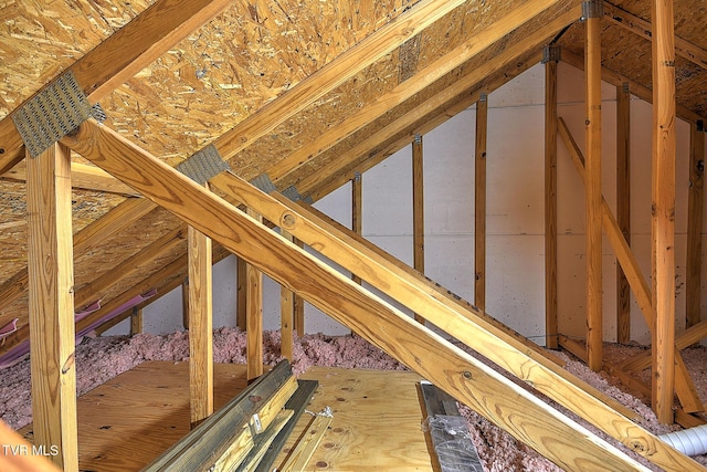 view of unfinished attic