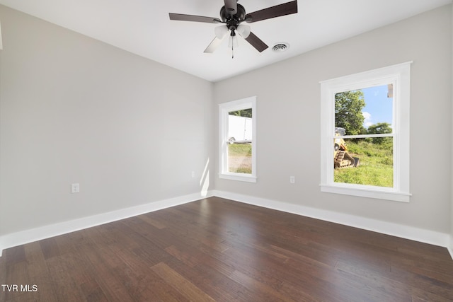 376 Wilcox Cir, Jonesborough, TN 37659 - unfurnished room with dark wood-type flooring, baseboards, and ceiling fan