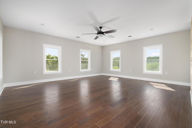 376 Wilcox Cir, Jonesborough, TN 37659 - empty room featuring ceiling fan, baseboards, and dark wood-type flooring