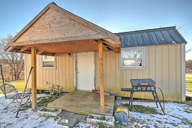 view of snow covered structure