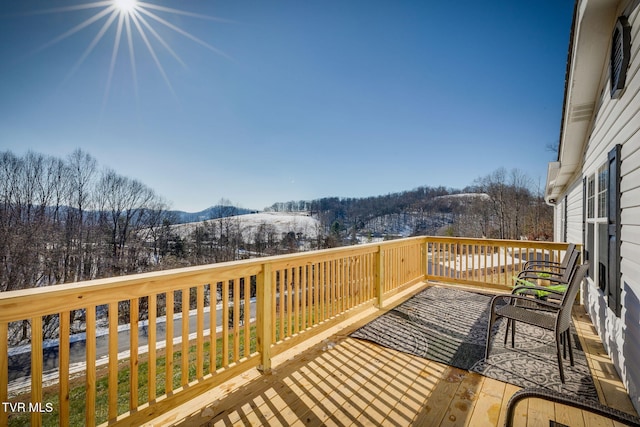 deck featuring a mountain view