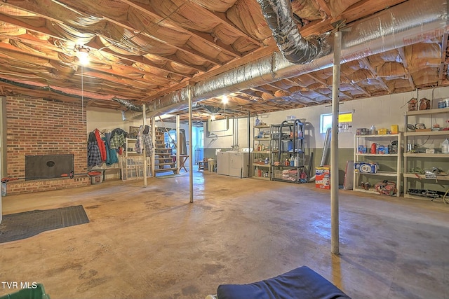 basement with independent washer and dryer