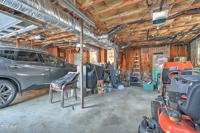 garage with a garage door opener