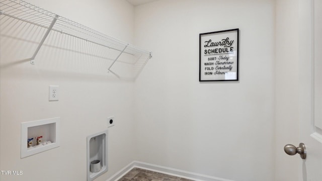 laundry area with electric dryer hookup and washer hookup