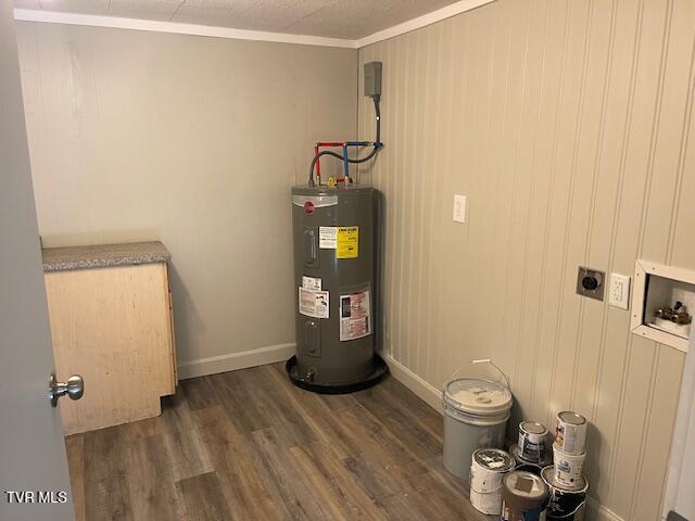 utility room with water heater