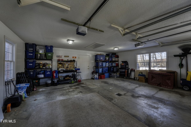 garage with a garage door opener