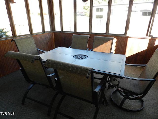 view of carpeted dining area