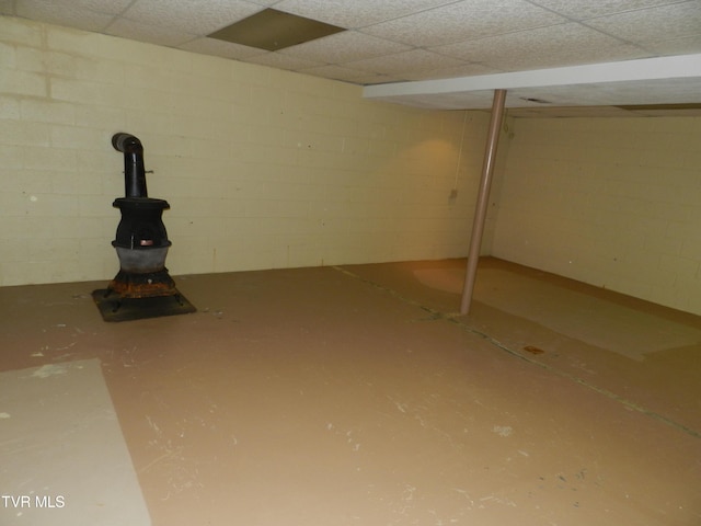 basement with a drop ceiling