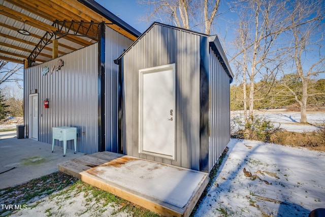 view of snow covered structure