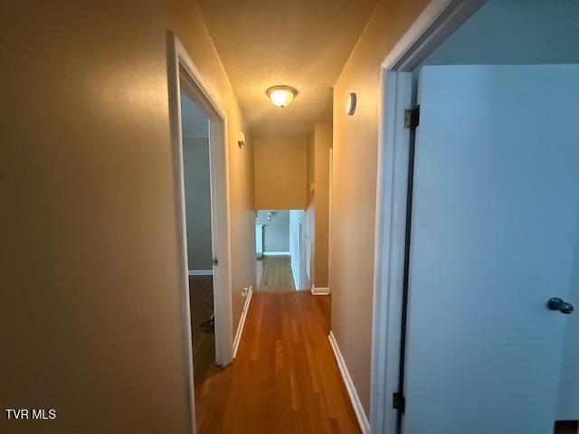 hallway with wood-type flooring