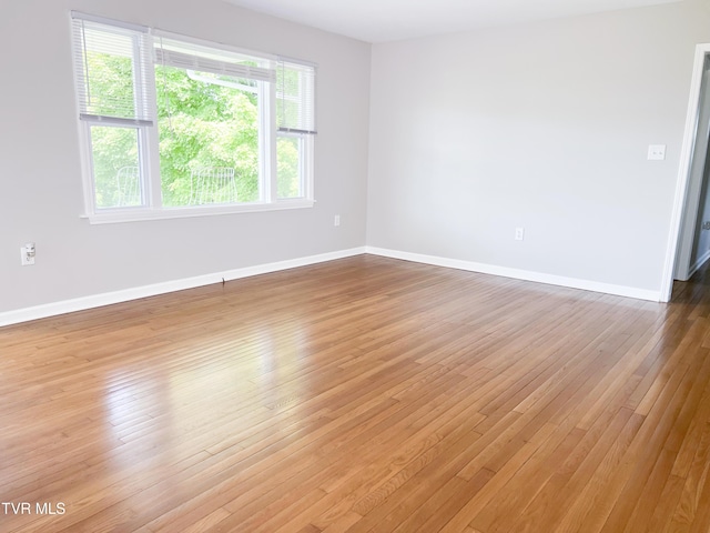 spare room featuring light wood-type flooring