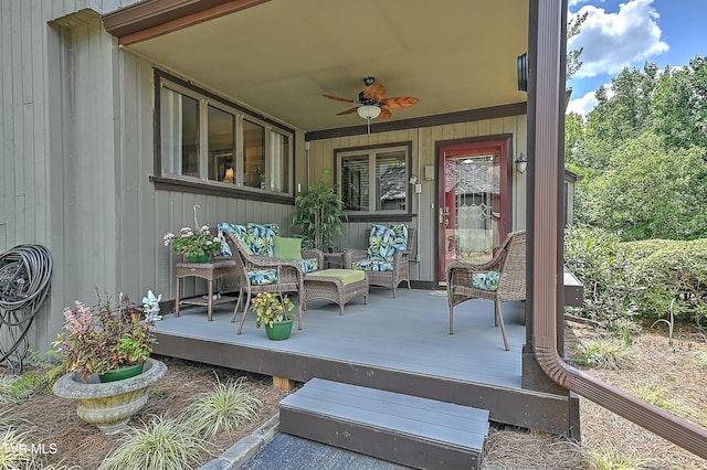 view of patio / terrace with ceiling fan