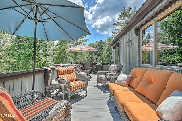 deck with outdoor lounge area