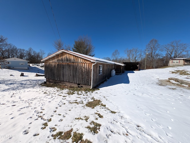 view of snow covered exterior