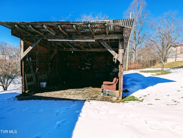 view of snow covered structure