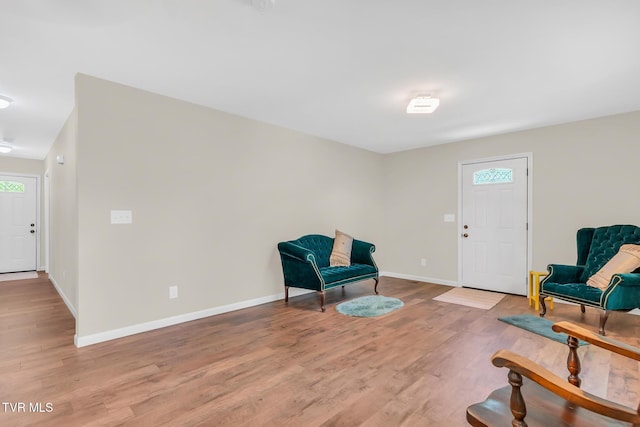 living area featuring light hardwood / wood-style floors